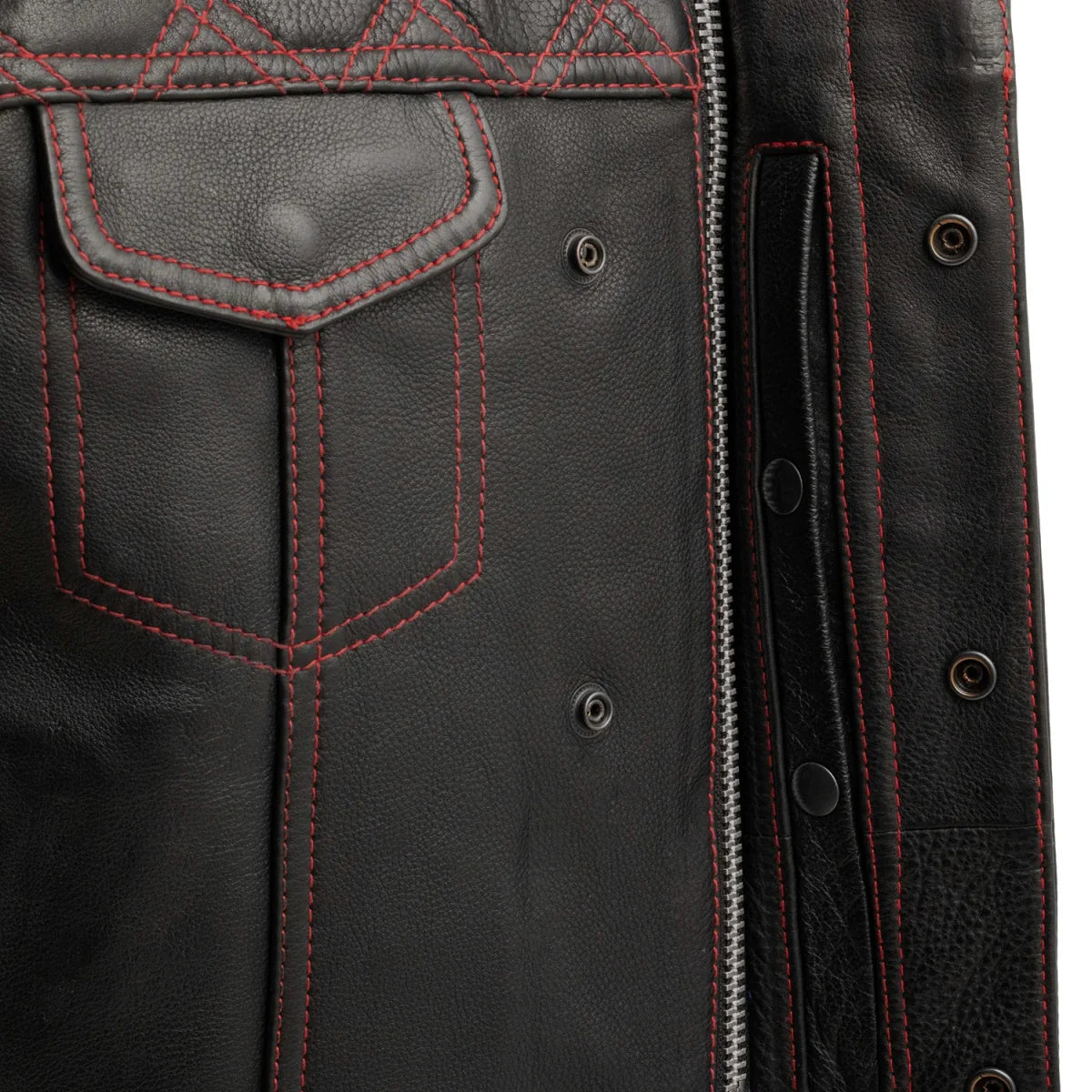 Downside Men's Motorcycle Leather Vest Orange and Green