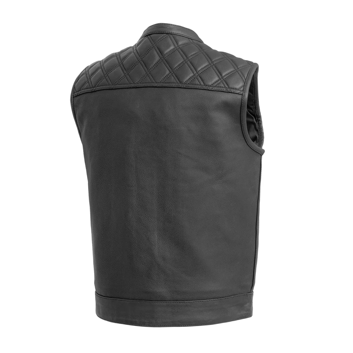 Downside Men's Motorcycle Leather Vest Orange and Green