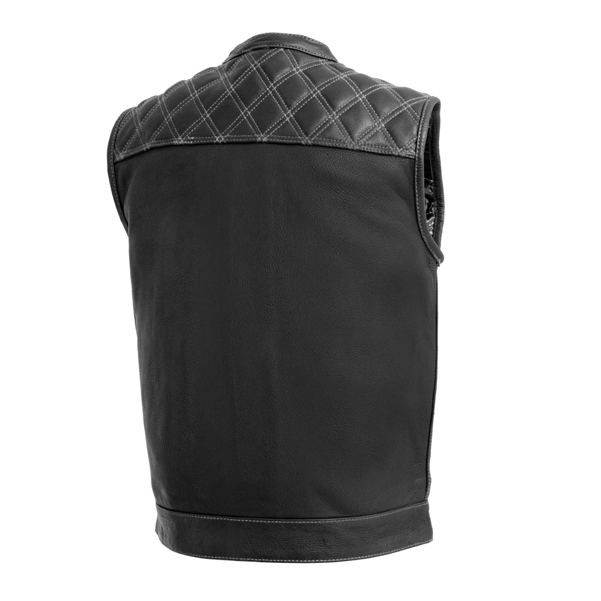 Downside Men's Motorcycle Leather Vest Orange and Green