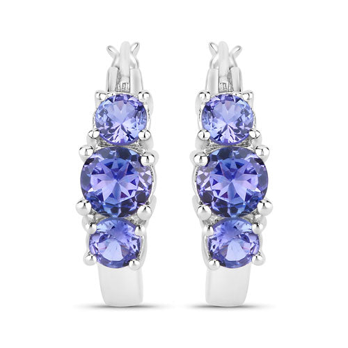 1.58 Carat Genuine Tanzanite .925 Sterling Silver Earrings