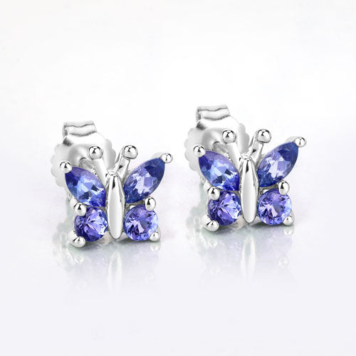 0.96 Carat Genuine Tanzanite .925 Sterling Silver Earrings
