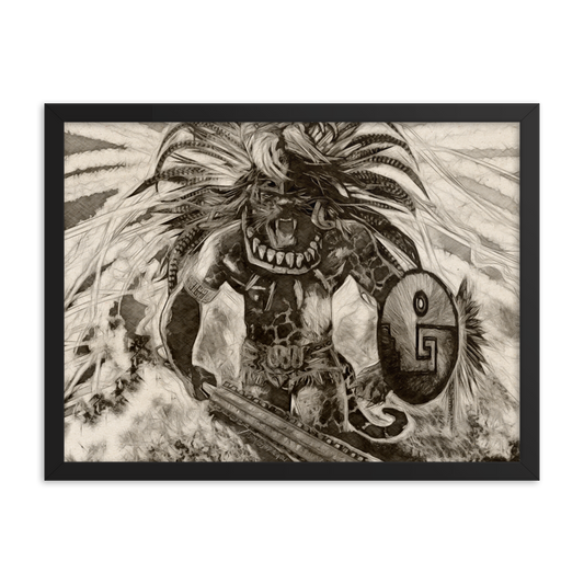Azteca Jaguar Warrior Framed poster