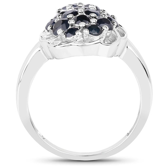 1.62 Carat Genuine Blue Sapphire .925 Sterling Silver Ring
