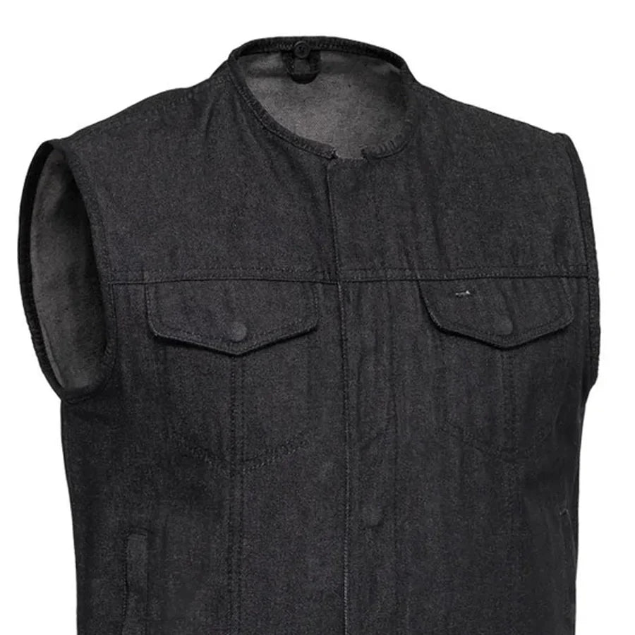 Haywood Men's Motorcycle Denim Vest - Black