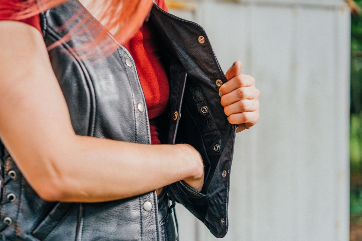 Honey Badger Women's Motorcycle Leather Vest Tall