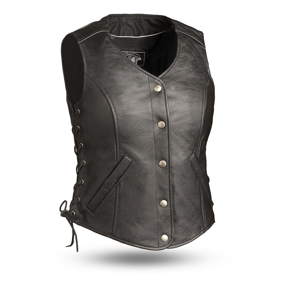 Honey Badger Women's Motorcycle Leather Vest Tall