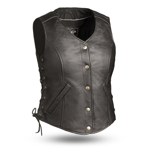 Honey Badger Women's Motorcycle Leather Vest Tall