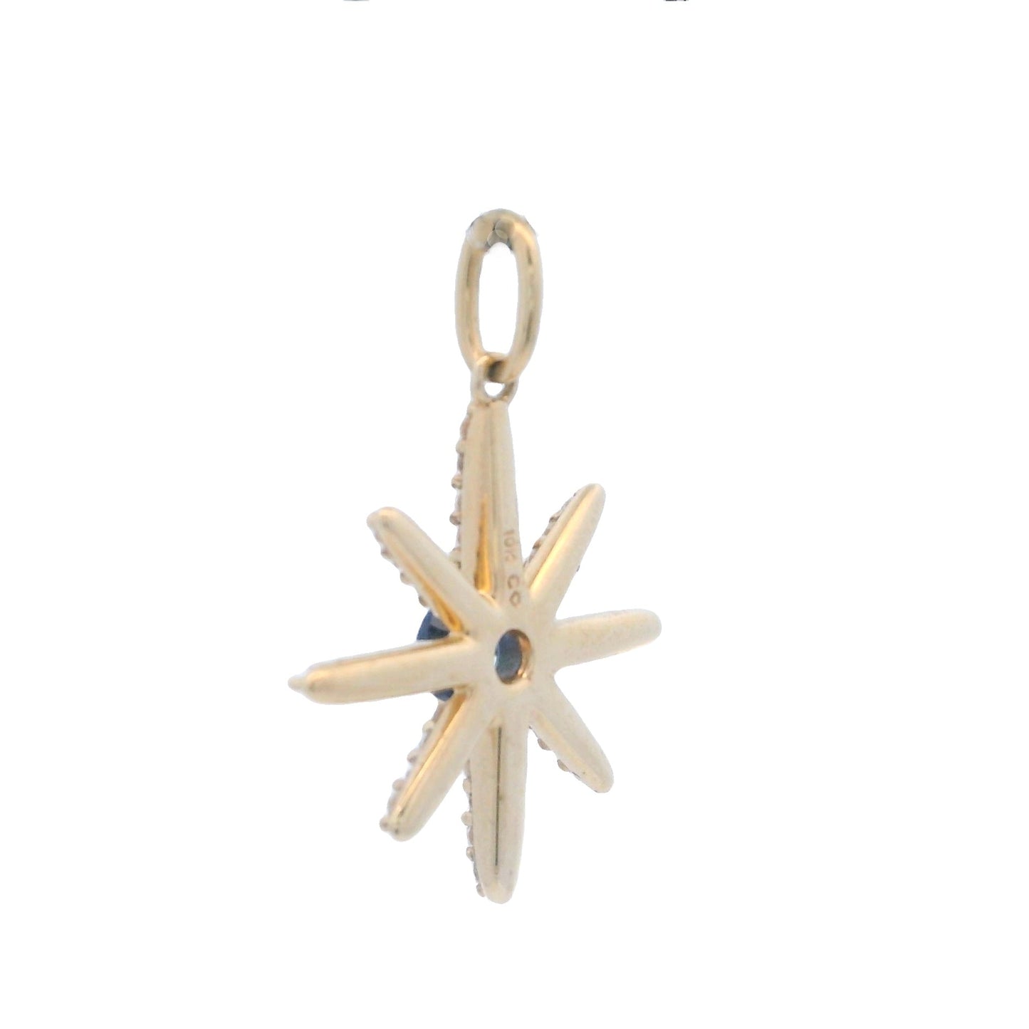 Created Sapphire Star Pnd 10KT Yellow Gold
