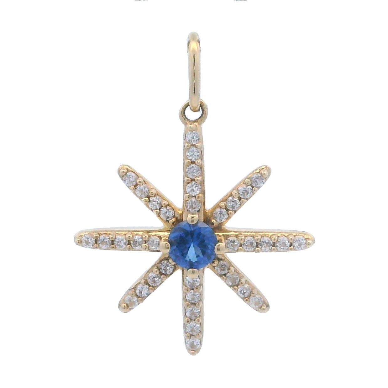 Created Sapphire Star Pnd 10KT Yellow Gold