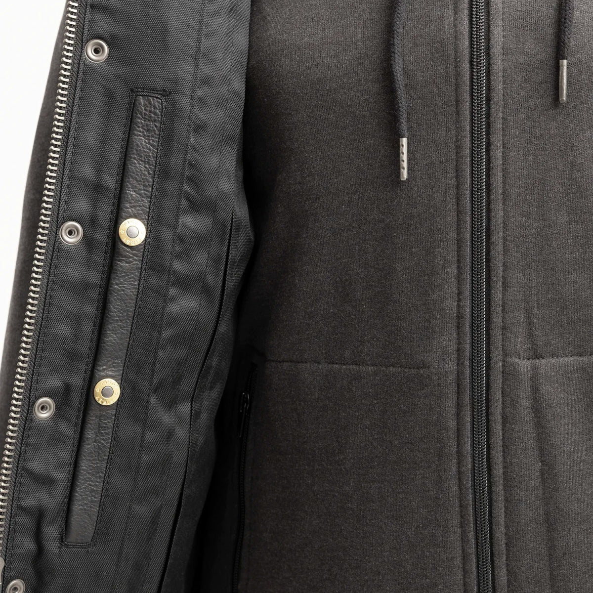 Kent Men's Motorcycle Leather Vest and Hoodie