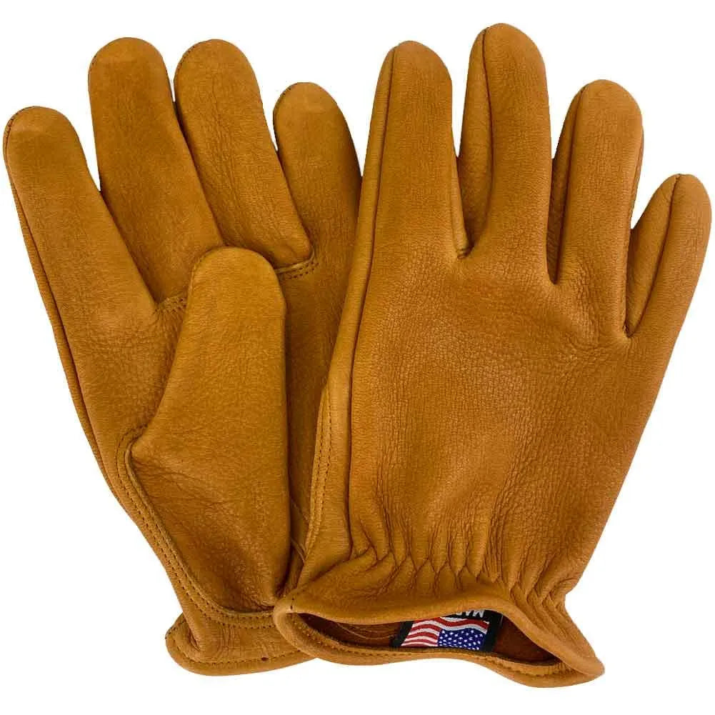 Legendary Tan Deerskin Leather Short Wrist Motorcycle Gloves