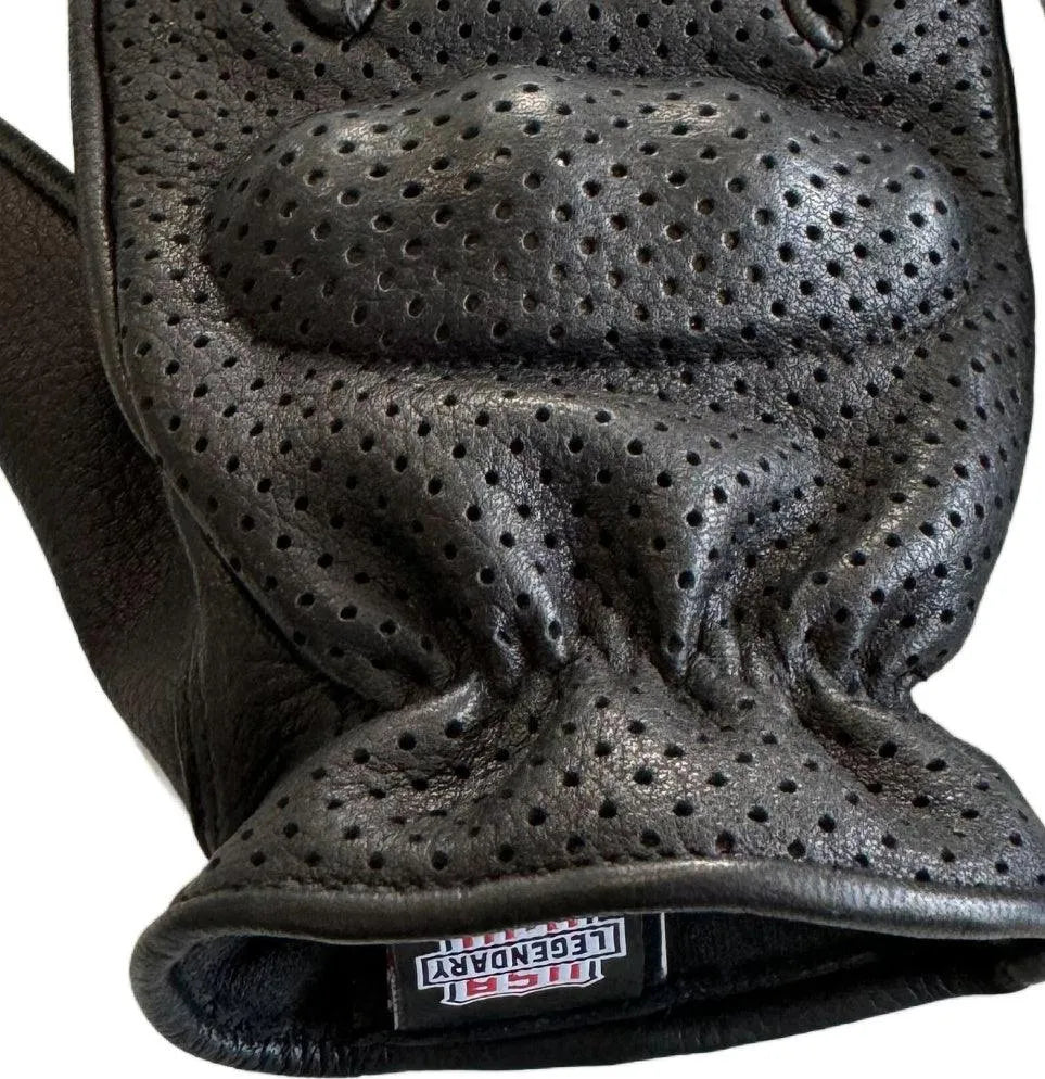 Legendary Uppercut Deerskin Short Wrist Perforated Knuckle Defense Touchscreen Motorcycle Gloves