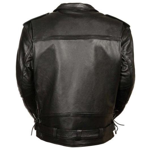 Milwaukee Leather LKM1775 Men's Black Leather Vintage Brando Style Motorcycle Riders Jacket with Side Laces