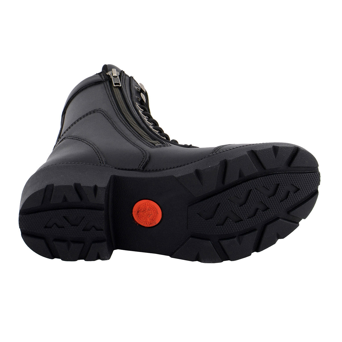 Milwaukee Leather MBL9301 Women's Black Leather Lace-Up Motorcycle Biker Riding Boots with Side Zipper Entry