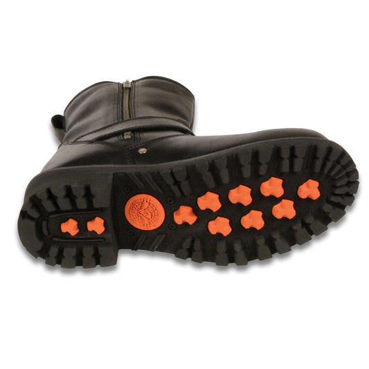 Milwaukee Leather Men's Black Leather Wide Width 6-inch Classic Engineer Motorcycle Boots w/ Side Zipper MBM9040W