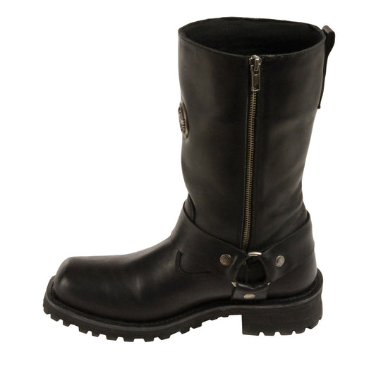 Milwaukee Leather MBM9060W Men's Black Wide-Width 11-inch Classic Harness Square Toe Boots