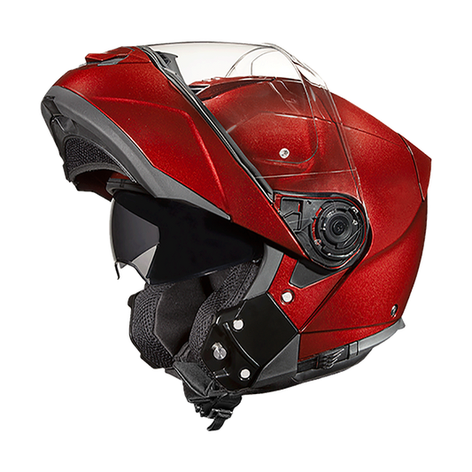 Daytona Glide Modular Motorcycle Helmet - DOT Approved, Bluetooth Ready, Dual Visor, Men/Women/Youth - Black Cherry