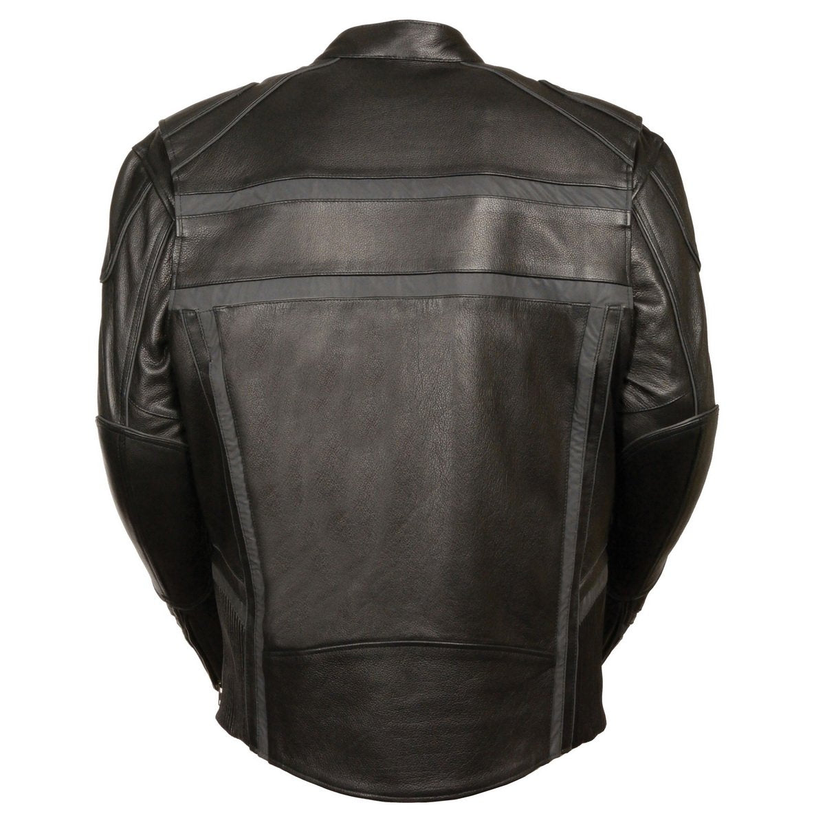 Milwaukee Leather ML2083 Men's Black Premium Leather Vented Motorcycle Rider Jacket w/ Reflective Piping