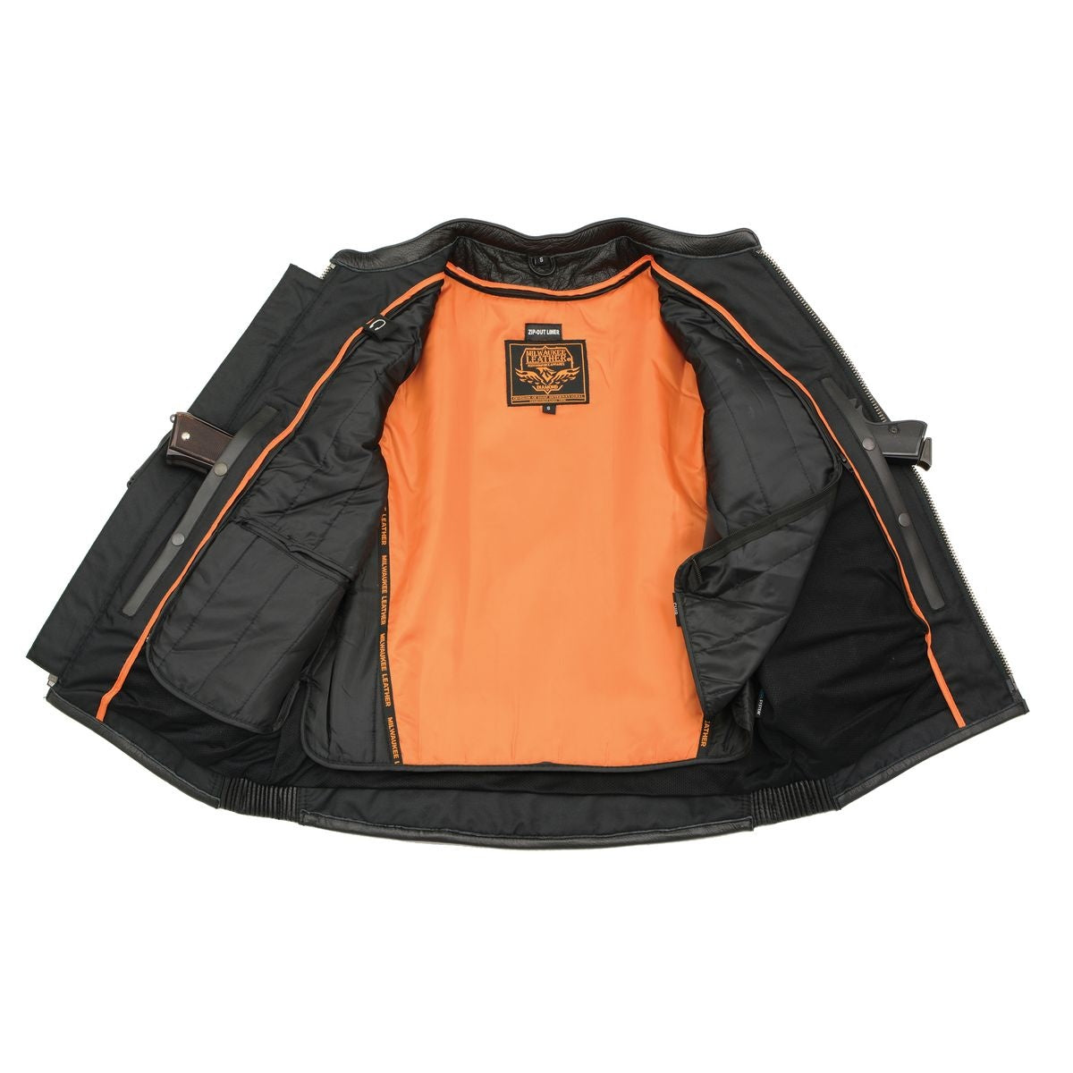 Milwaukee Leather MLM1502 Men's Black Premium Leather Vented Motorcycle Biker Jacket w/ Cool-Tec Leather Treatment Tech