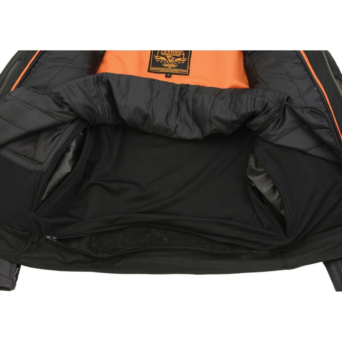 Milwaukee Leather MLM1506 Men's Black Premium Leather Motorcycle Jacket w/ Utility Pockets Cool-Tec Leather Treatement