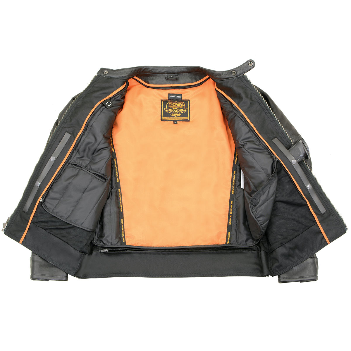 Milwaukee Leather MLM1551 Men's Black Lightweight Premium Leather Motorcycle Jacket w/ Cool-Tec Leather Treatement