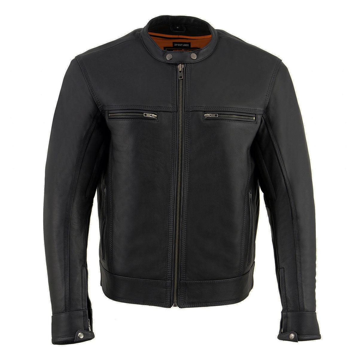 Milwaukee Leather MLM1551 Men's Black Lightweight Premium Leather Motorcycle Jacket w/ Cool-Tec Leather Treatement