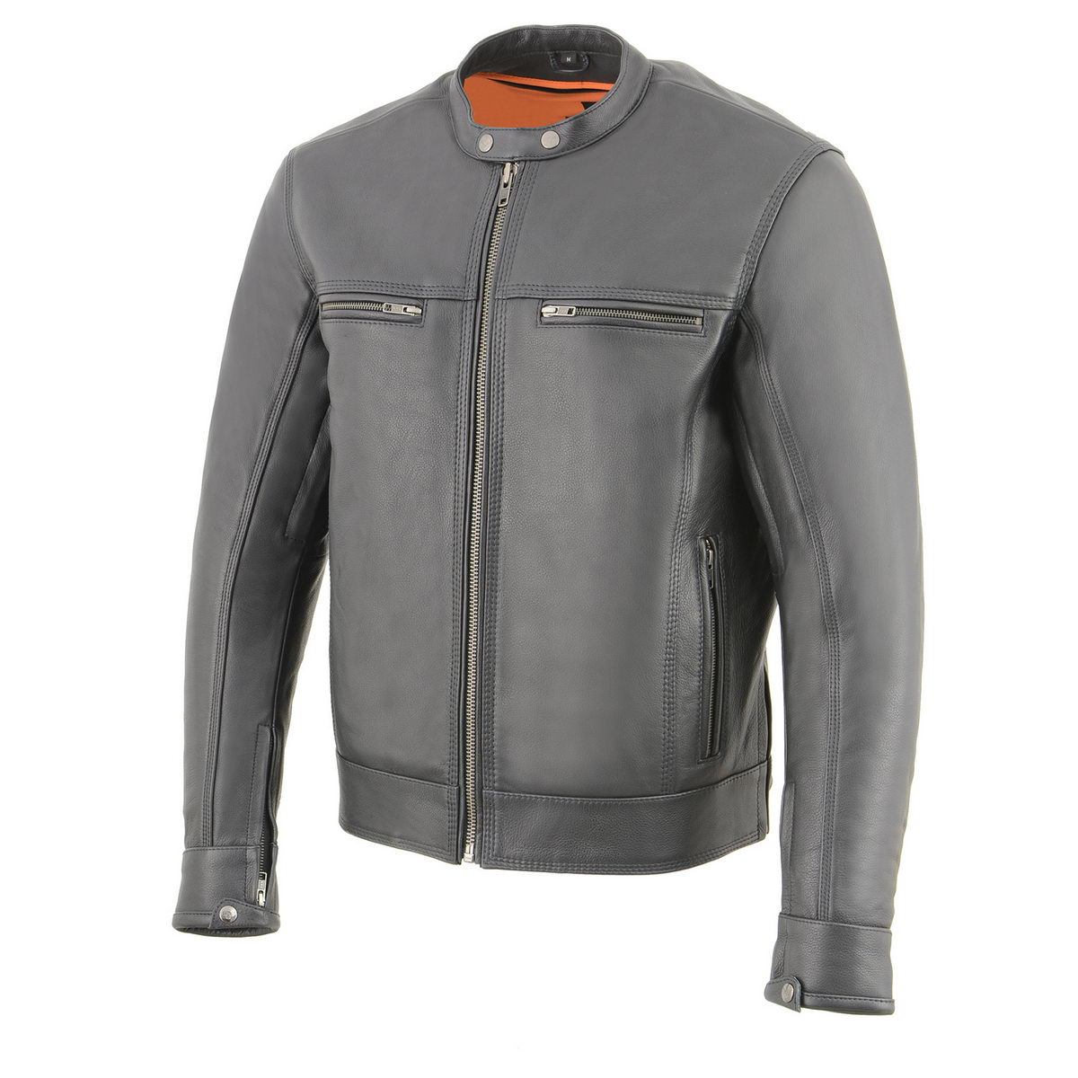 Milwaukee Leather MLM1551 Men's Black Lightweight Premium Leather Motorcycle Jacket w/ Cool-Tec Leather Treatement