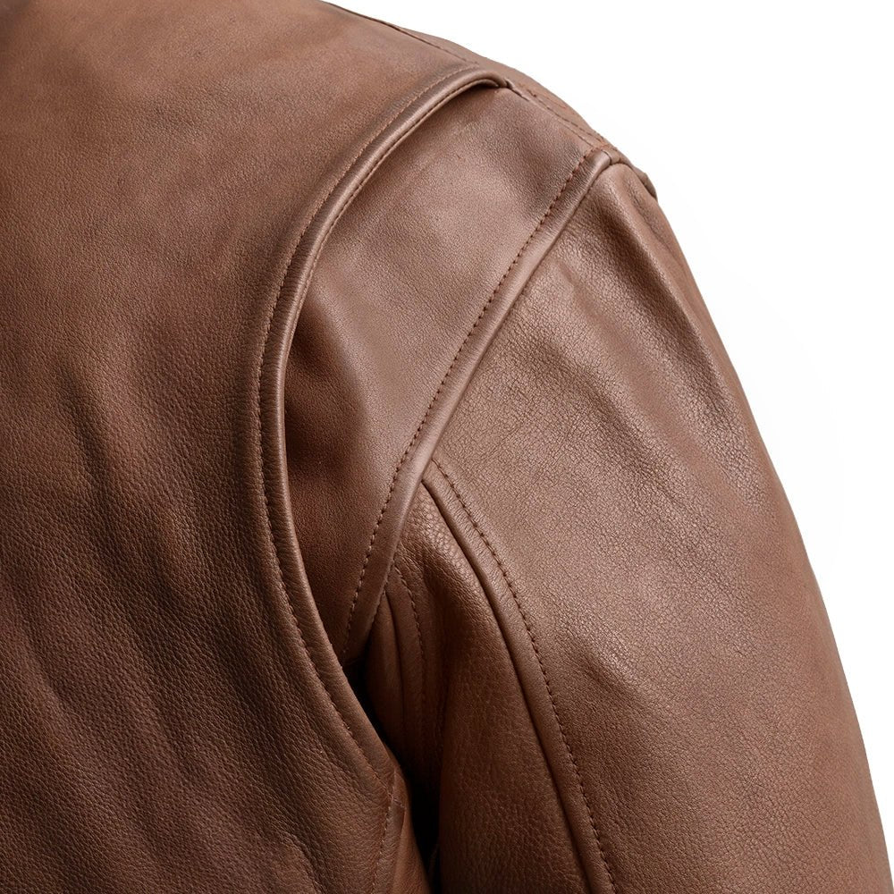 Moto Bomber - Men's Leather Jacket Cognac and Oxblood