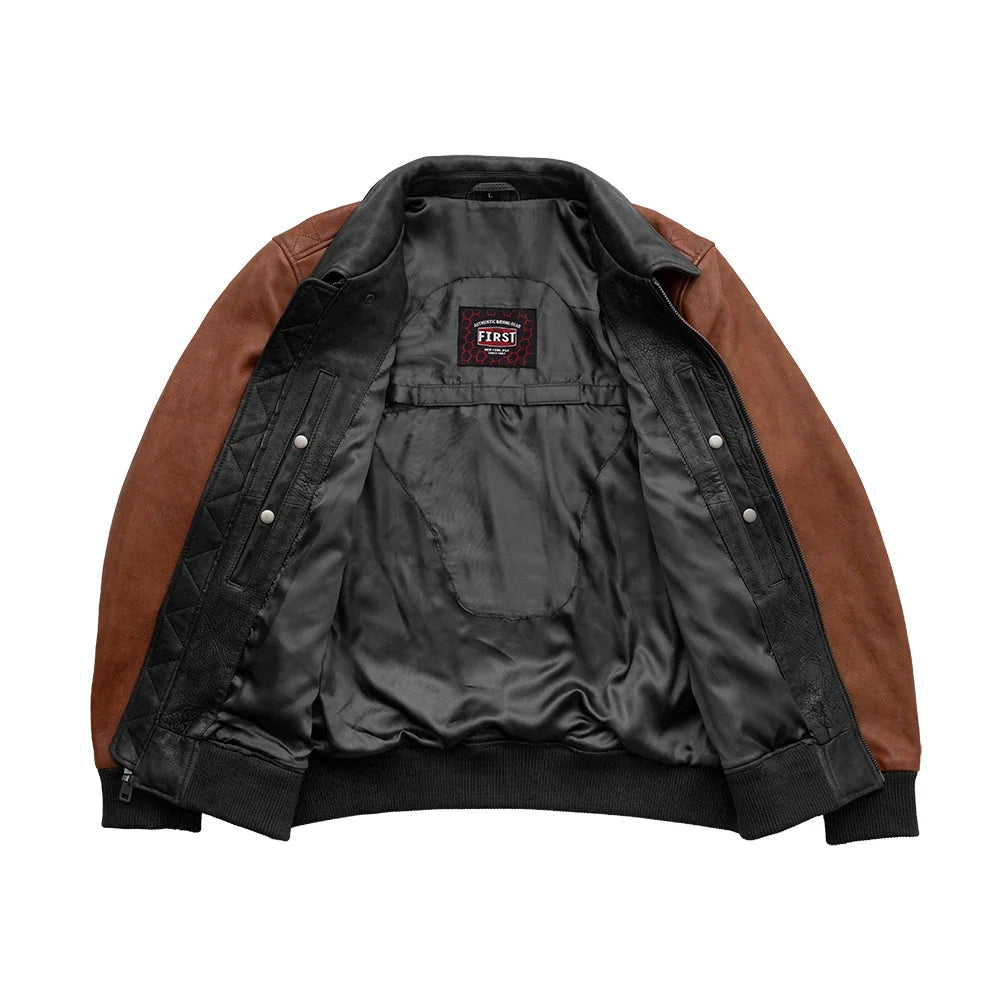 Moto Bomber Two Tone - Men's Leather Jacket Cognac