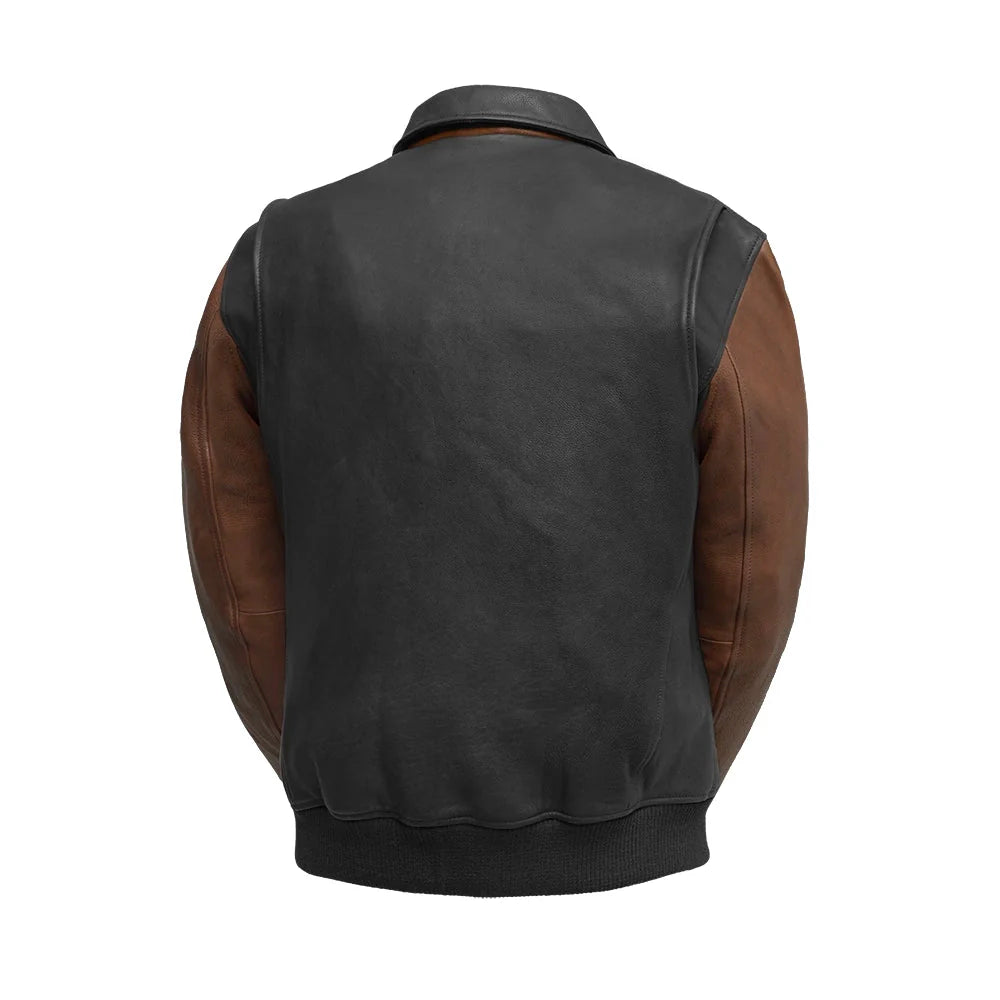 Moto Bomber Two Tone - Men's Leather Jacket Cognac
