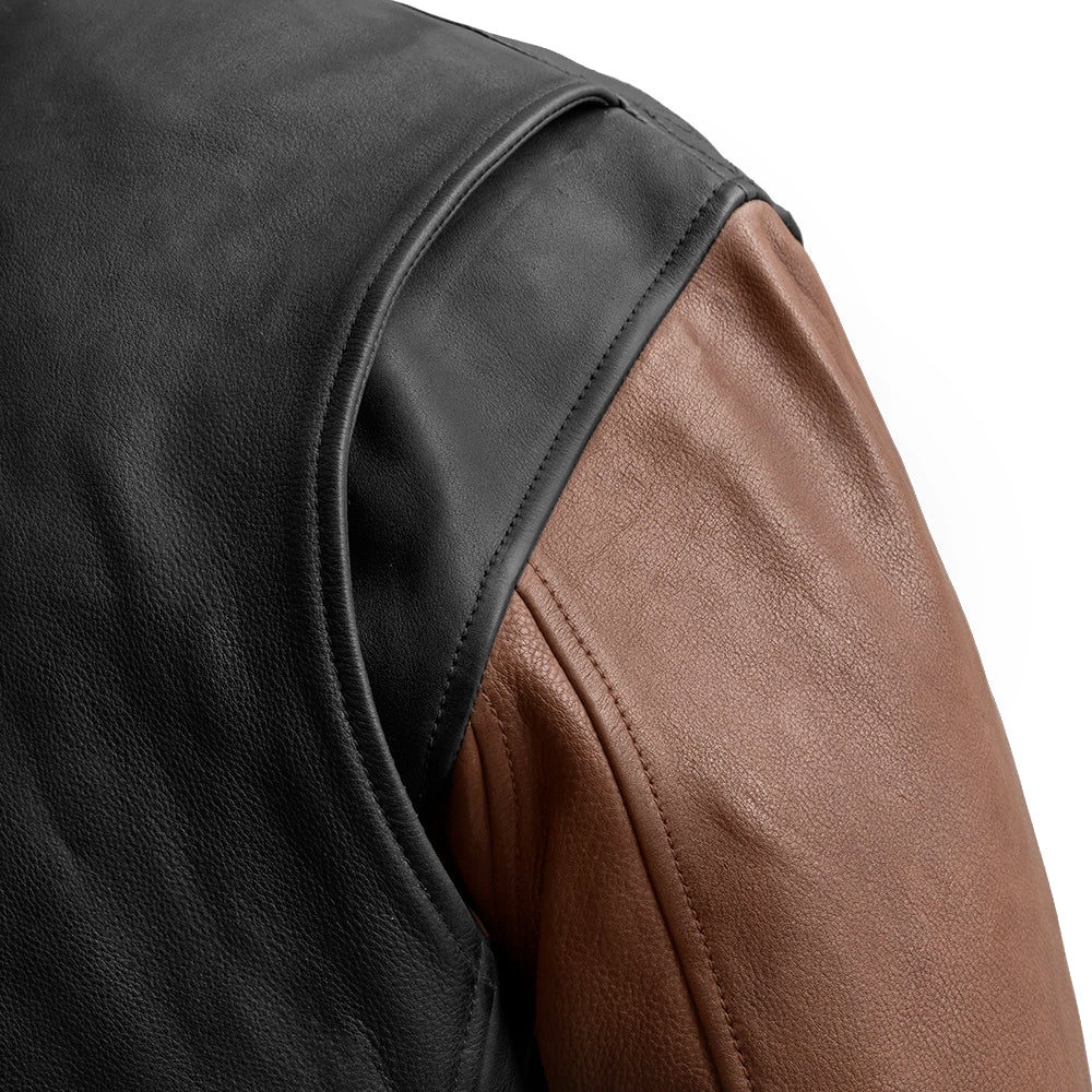 Moto Bomber Two Tone - Men's Leather Jacket Cognac
