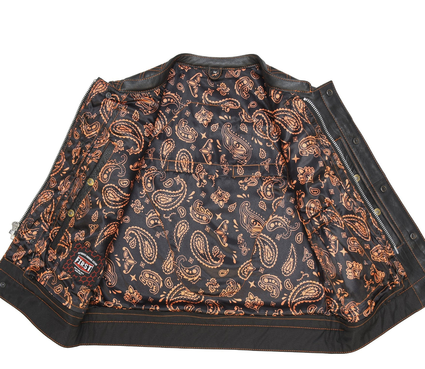 Upside Men's Club Style Leather Vest Orange and Green