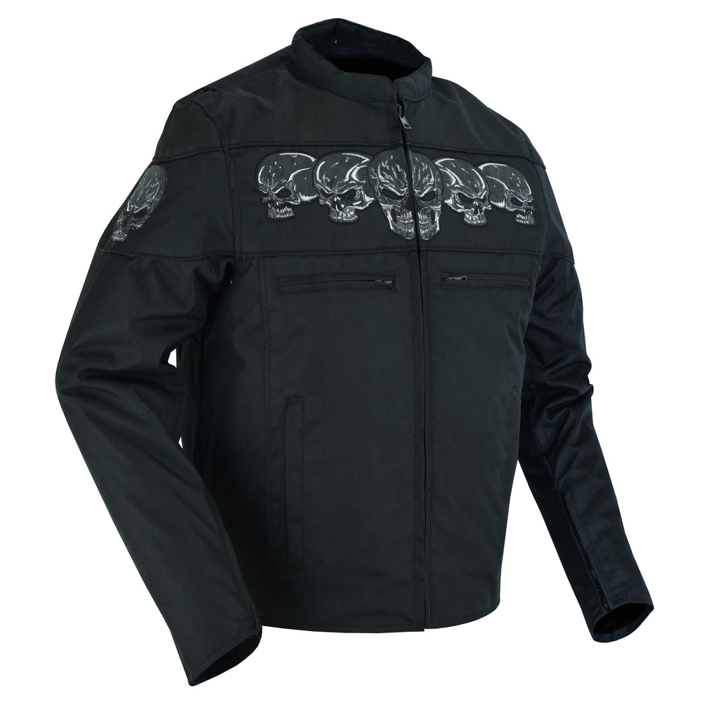 DS600 Men's Textile Scooter Style Jacket w/ Reflective Skulls