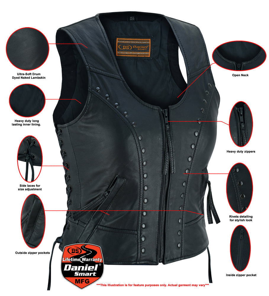 DS241 Women's Lightweight Vest with Rivets Detailing