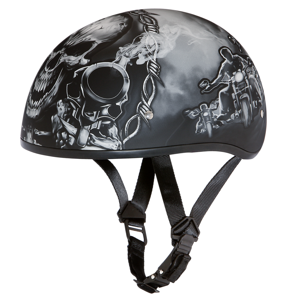 daytona dot motorcycle helmets Daytona Skull Cap Guns Half Face Motorcycle Helmet, XS