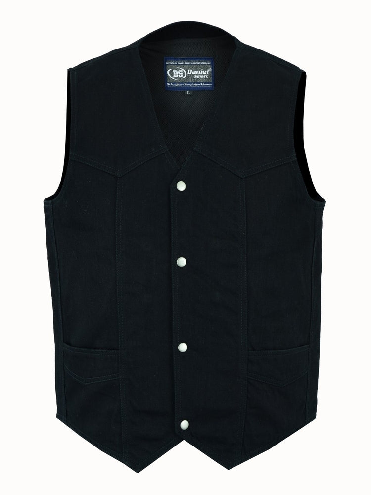 Men's Traditional Denim Vest with Plain Sides