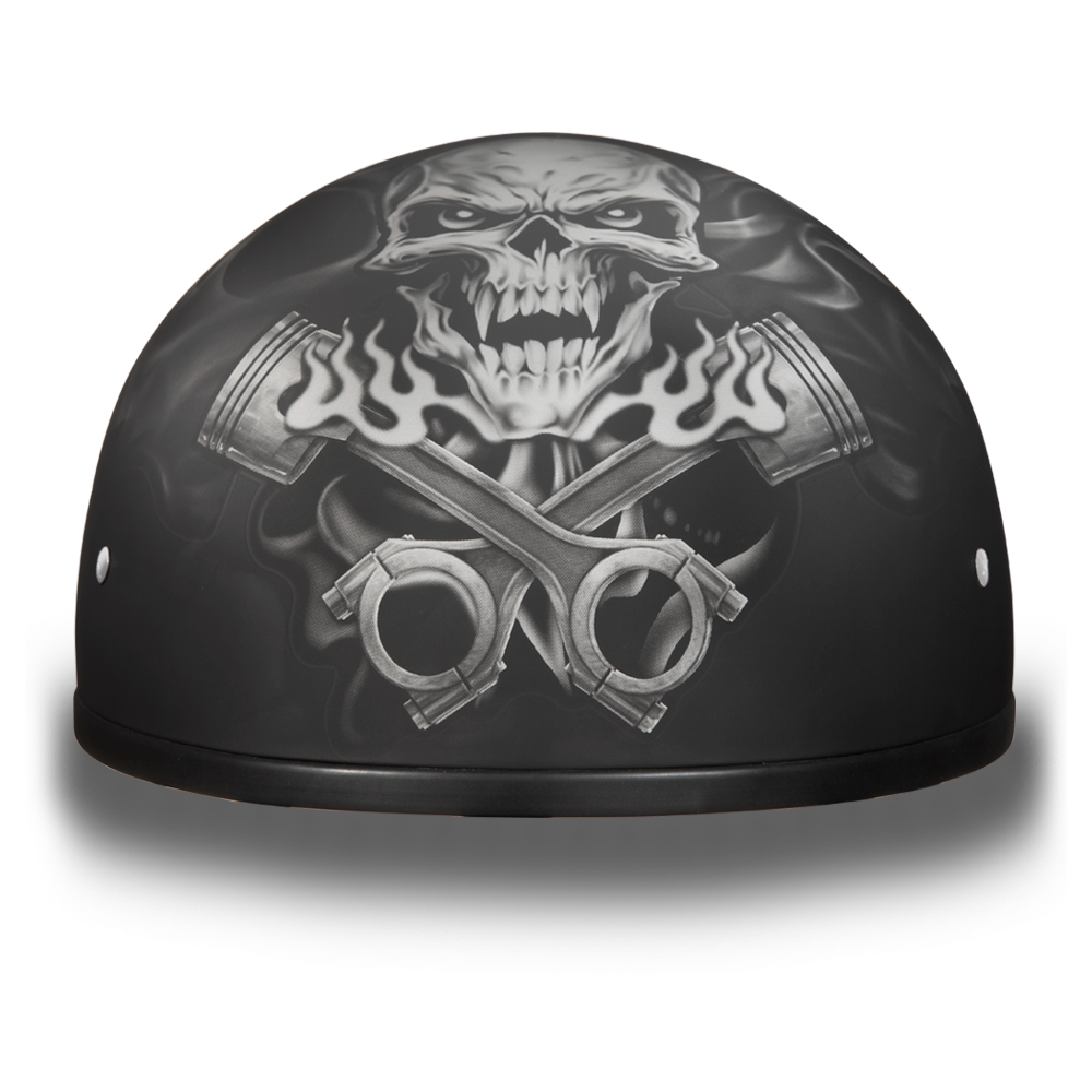 D6-PS D.O.T. DAYTONA SKULL CAP - W/ PISTONS SKULL