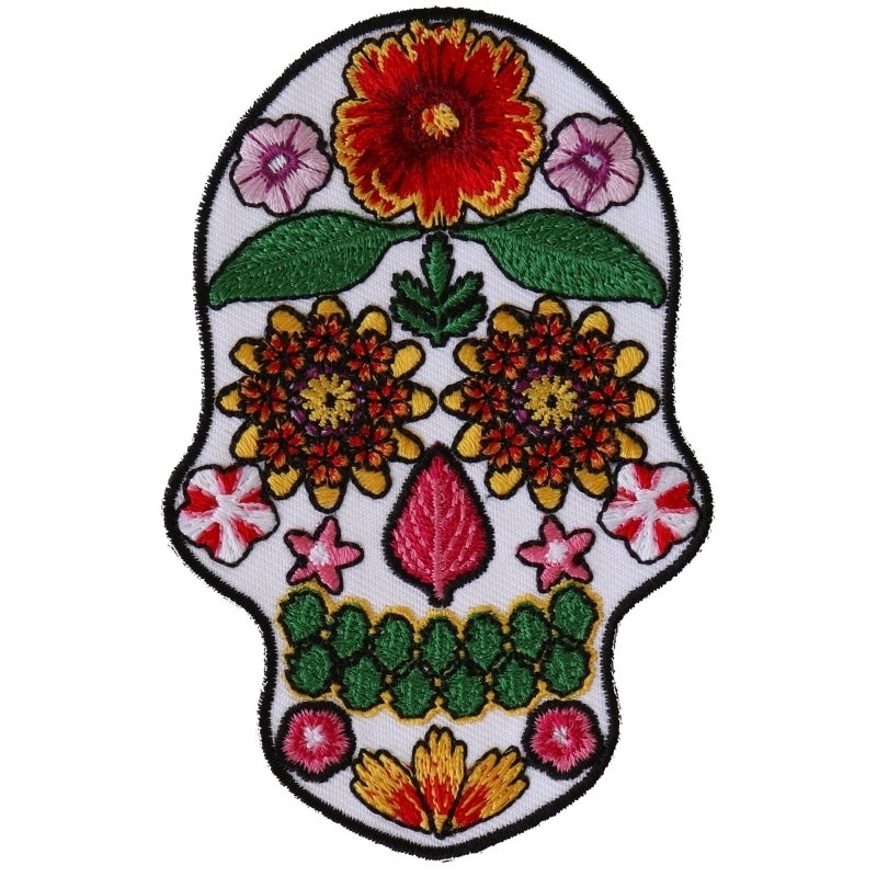 P6154 Flower Skull White Patch