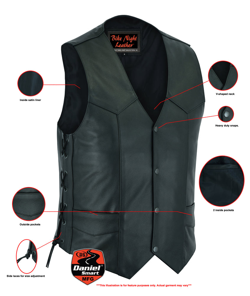 Men's Side Lace Economy Motorcycle Vest