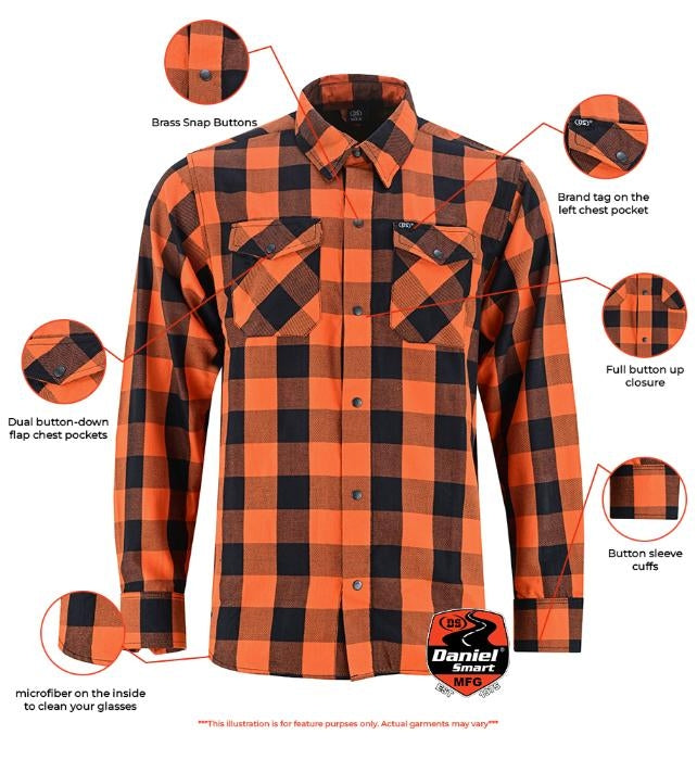 DS4684 Flannel Shirt - Orange and Black