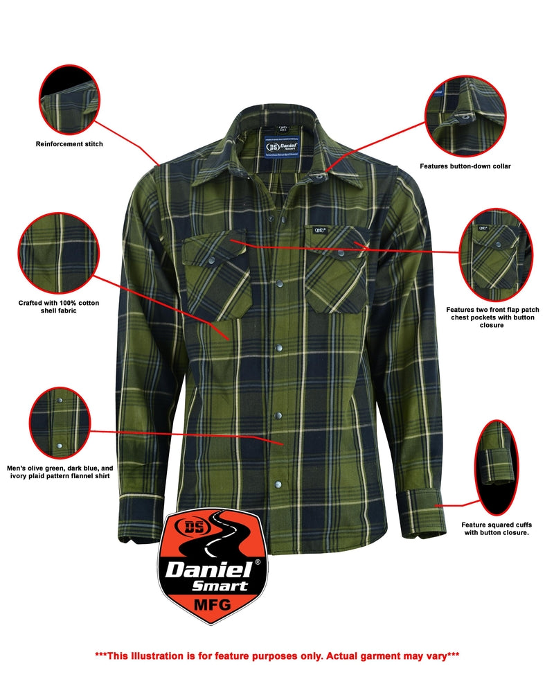 Olive Essence Men's Green Flannel Shirt