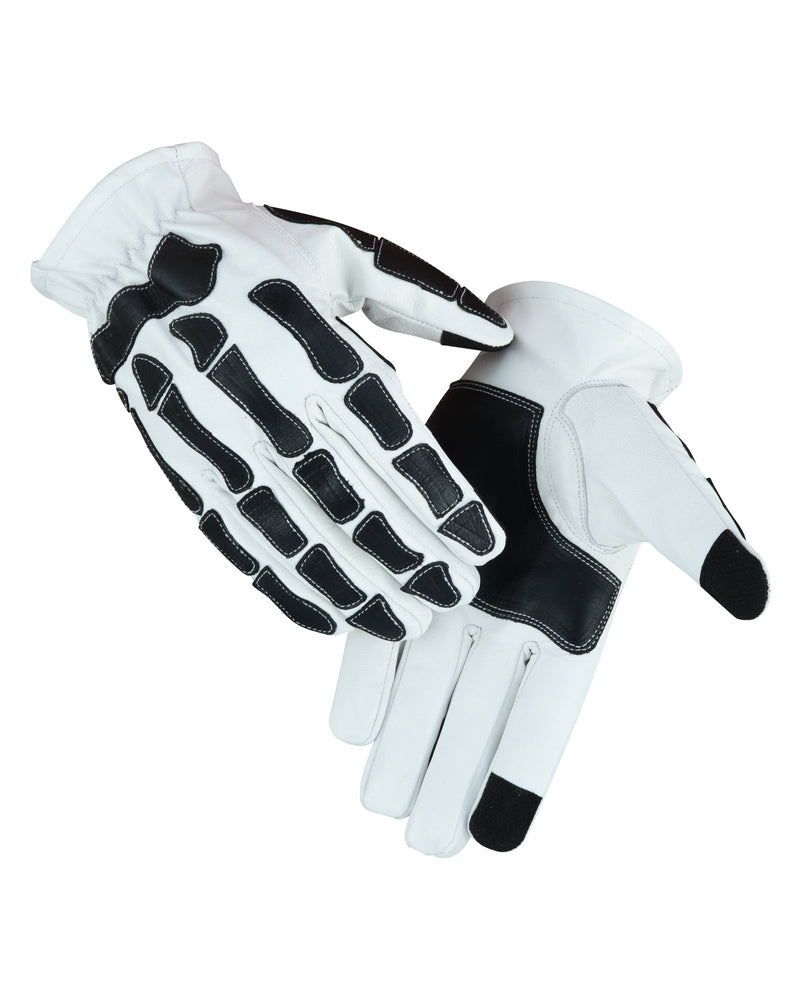 Glove Grace White and Black Skeleton Hand Riding Glove