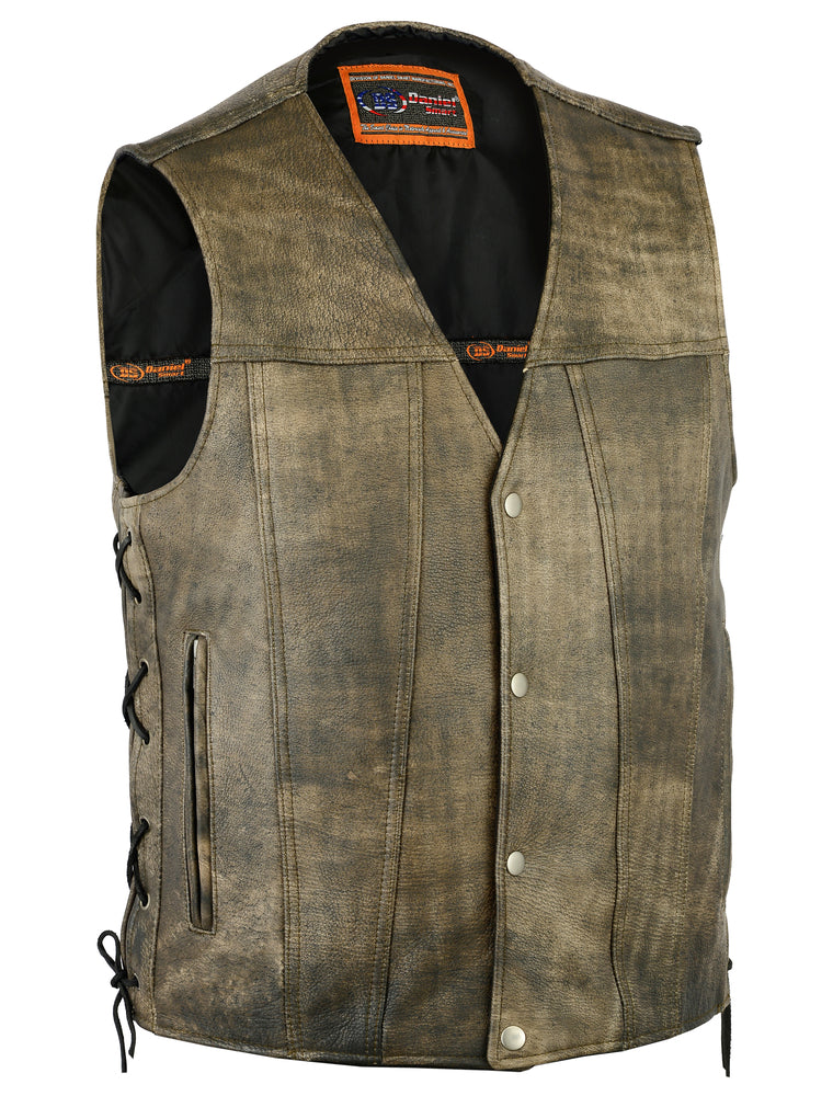 DS107 Men's Antique Brown Single Back Panel Concealed Carry Vest