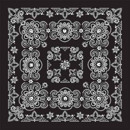 BD2508 Bandana Texas Paisley Black [27" x27"]