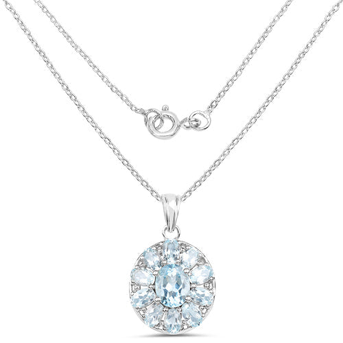 7.65 Carat Genuine Blue Topaz .925 Sterling Silver Pendant
