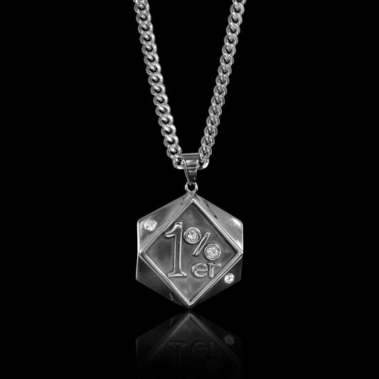 Stainless Steel 1%er CZ Outlaw Motorcycle Club Curb Chain Necklace