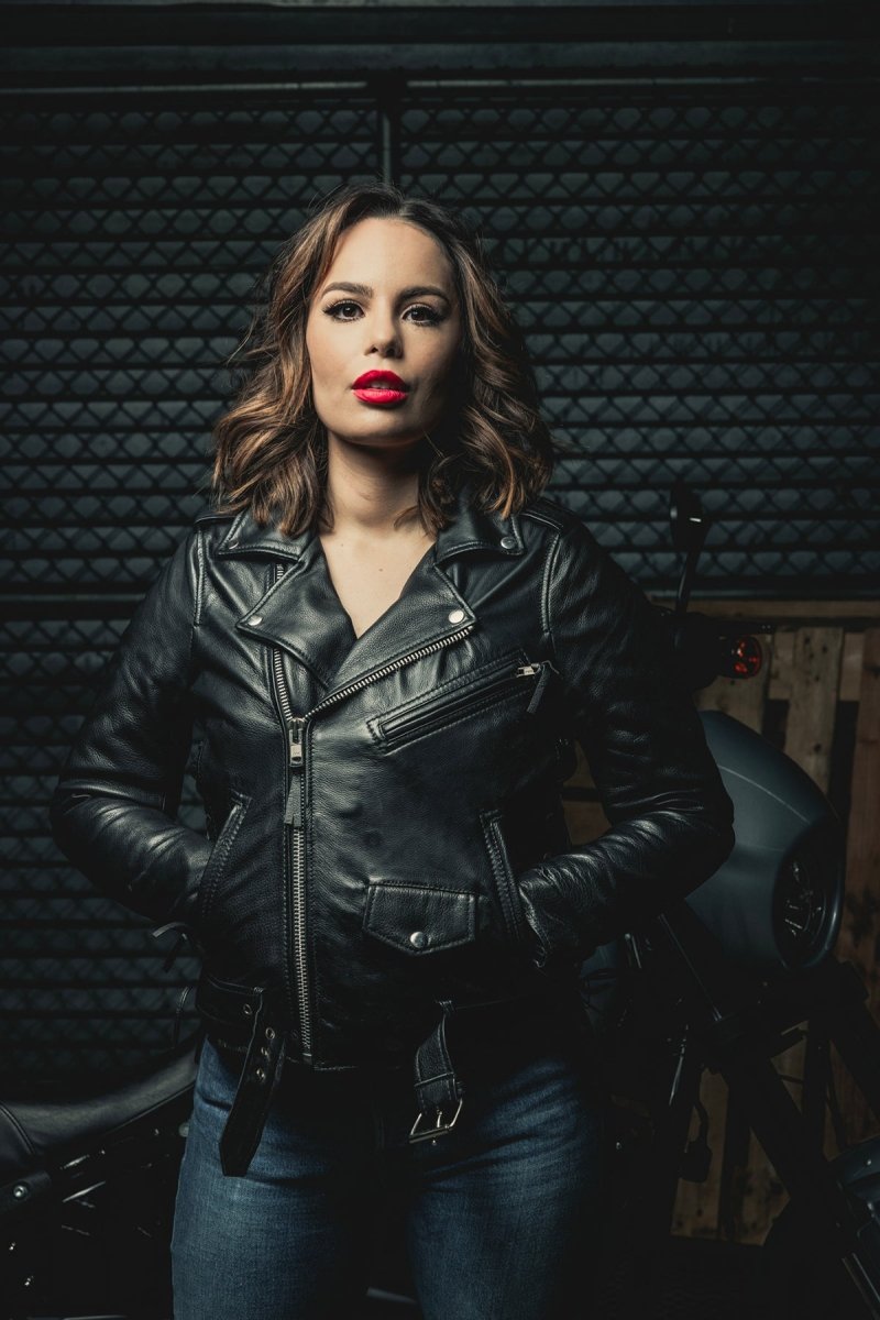 Popstar Women's  Motorcycle Leather Jacket Oxblood