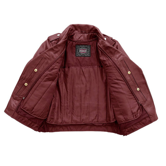 Popstar Women's  Motorcycle Leather Jacket Oxblood