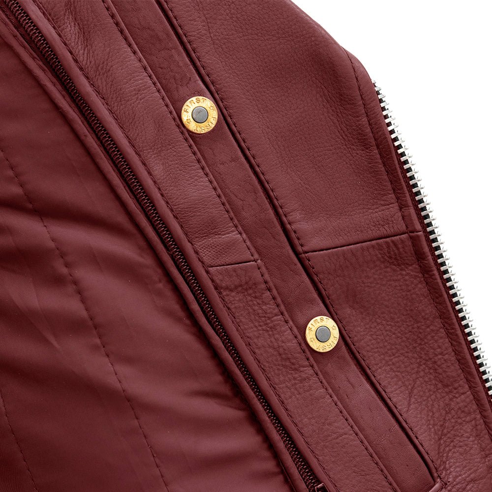 Popstar Women's  Motorcycle Leather Jacket Oxblood