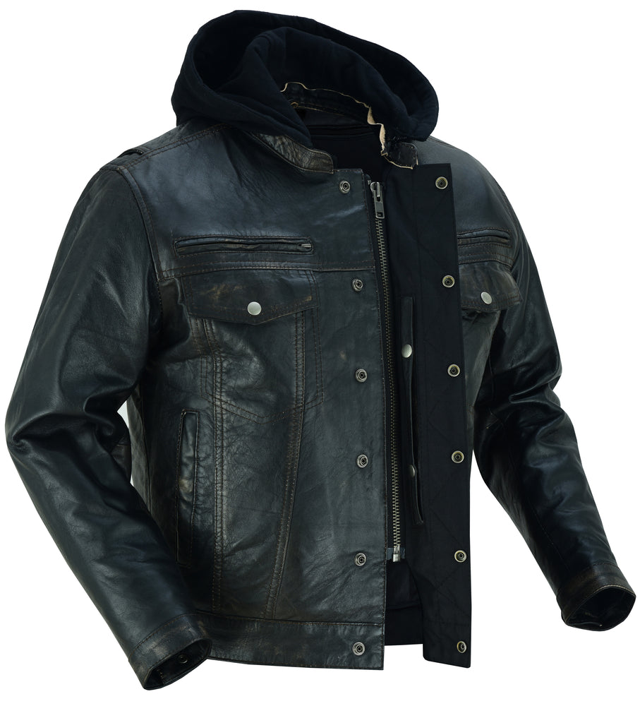 DS782 Men's Lightweight Drum Dyed Distressed Naked Lambskin Jacket